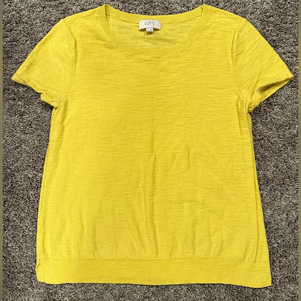 LOFT Textured Lightweight Sweater, Lemon-Lime, Size M